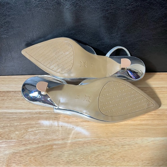 BCBG Silver Kitten Heels Size 7.5 - Picture 10 of 10